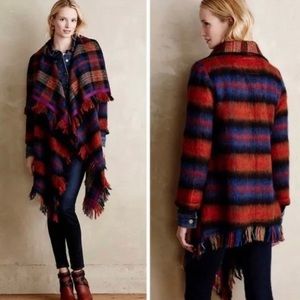 Anthro Hei Hei Tartan Plaid Blanket Coat